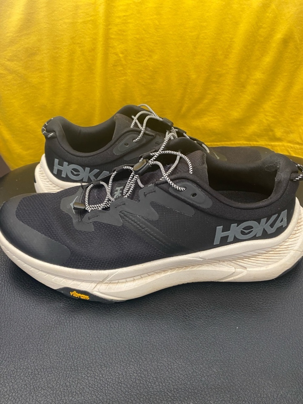 Hoka Men's Black and White Athletic Running Shoes